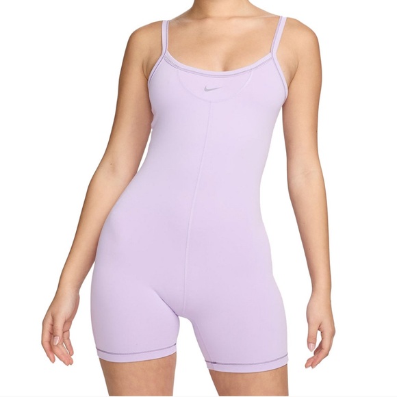 Nike One Capsule Romper Dri-Fit Shorts Bodysuit Lilac Bloom - Picture 5 of 5